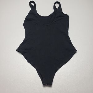 3/$15 fashion love solid black tank top bodysuit women's size large